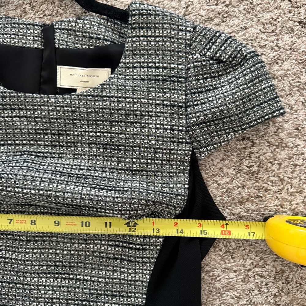 Moulinette Soeurs Anthropologie Black Gray Metallic Tweed Sheath Dress 6P Y2K - Picture 14 of 15
